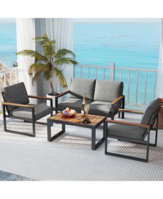 Patio Aluminum Sofa Modern Armchairs Set of 2 for Balcony