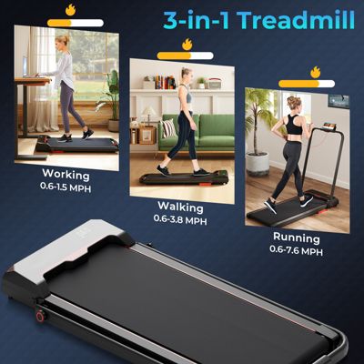 3 in 1 Folding Treadmill with Remote Control and LED Display