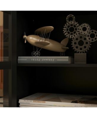 TV stand with top, left and right cabinets, multi-purpose media wooden console, entertainment center with tempered glass