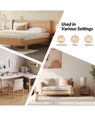 Jeraldo Mid-Century Modern 2-Drawer End Table with Built-In Outlets and Wooden Handle