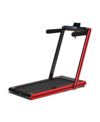 2-in-1 Folding Treadmill with Dual LED Display for Home and Office Use