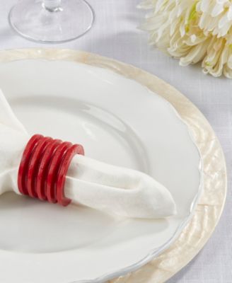 Textured Natural Wood Napkin Rings, Set of 4