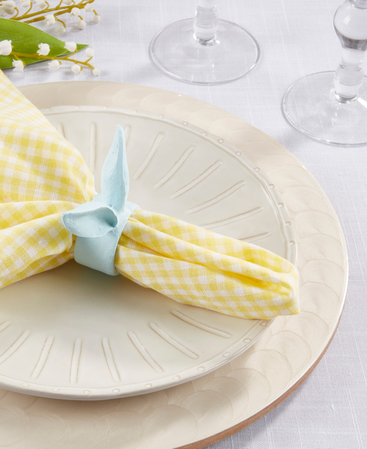 Saro Lifestyle Playful Bunny Ears Napkin Rings, Set Of 4 In Blue