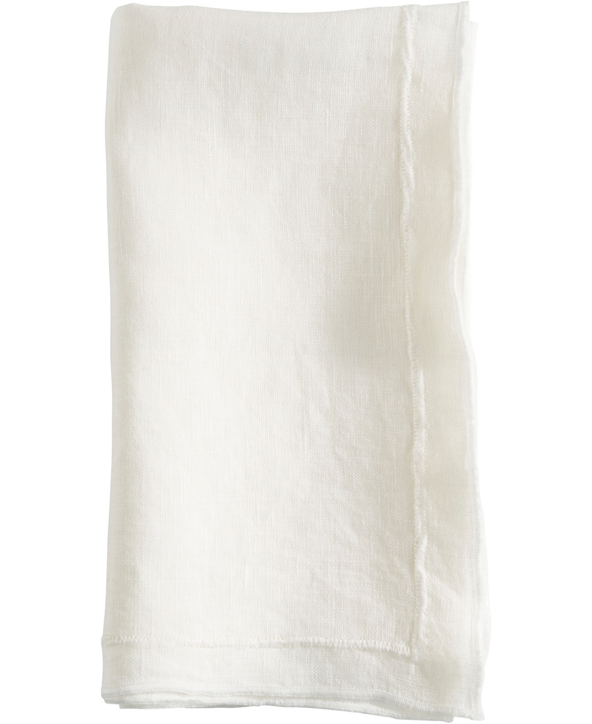 Saro Lifestyle Stonewashed Overlock Linen Edge Napkins, 20" X 20" In Ivory