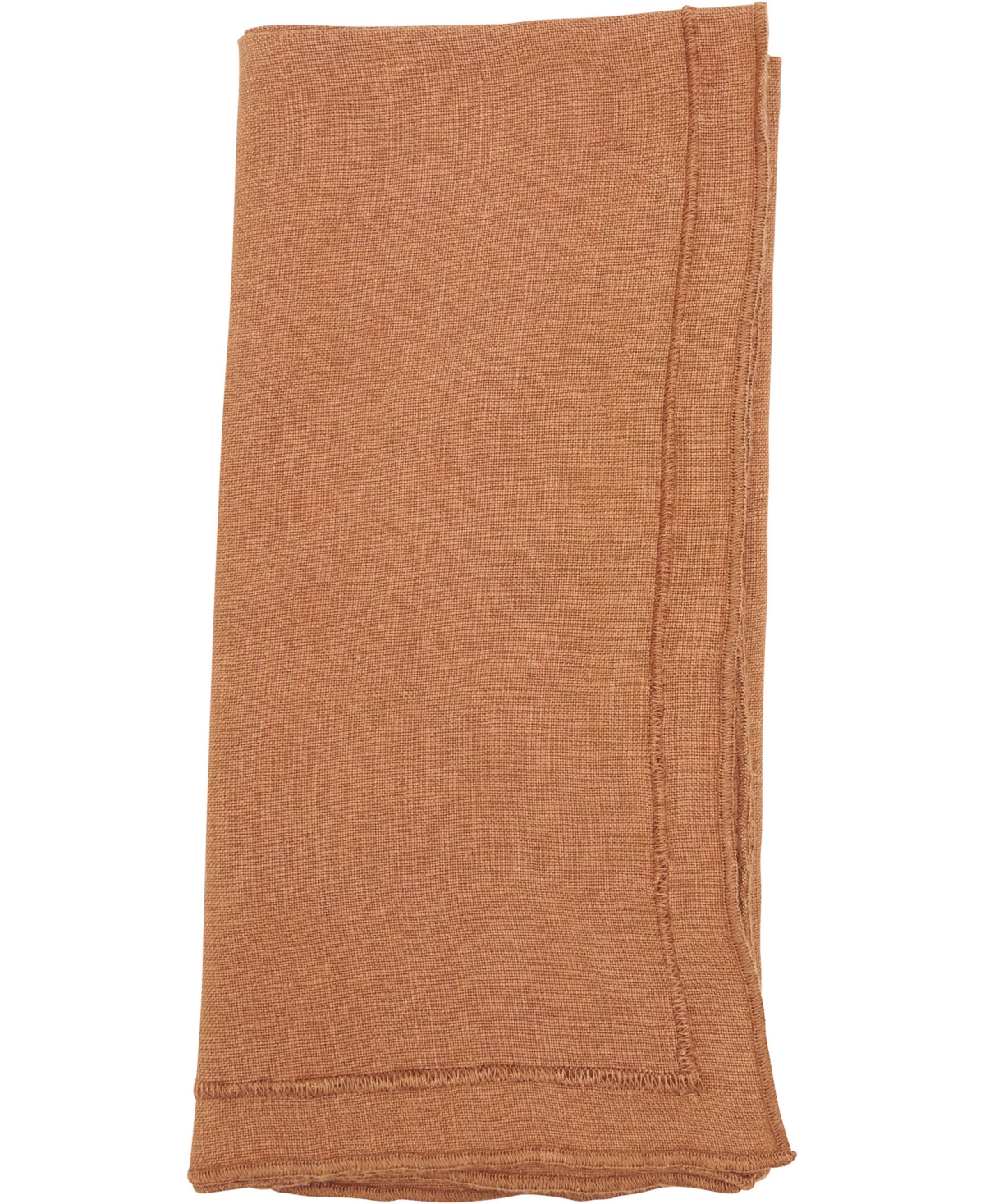 Saro Lifestyle Stonewashed Overlock Linen Edge Napkins, 20" X 20" In Terracotta