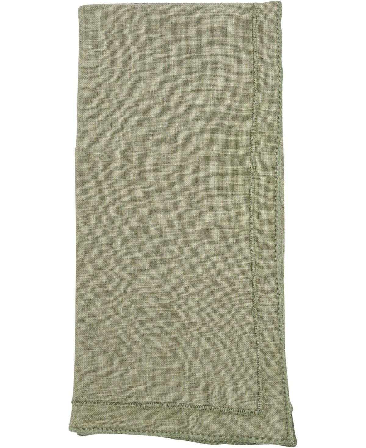 Saro Lifestyle Stonewashed Overlock Linen Edge Napkins, 20" X 20" In Olive