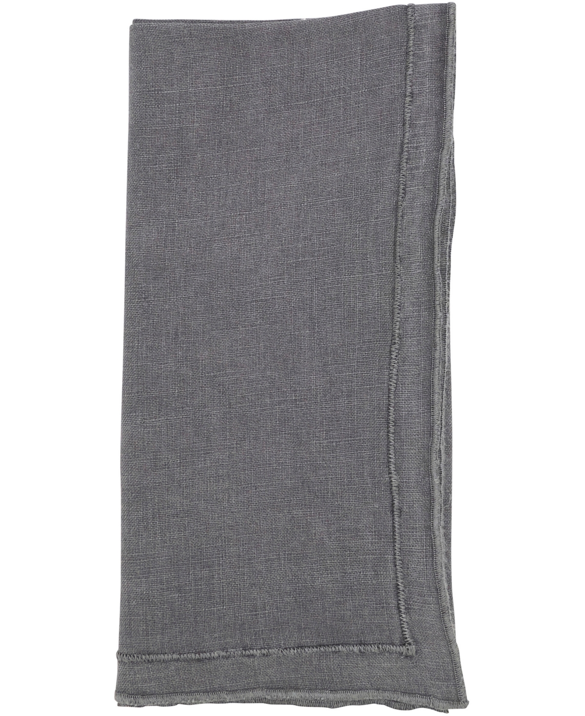 Saro Lifestyle Stonewashed Overlock Linen Edge Napkins, 20" X 20" In Slate