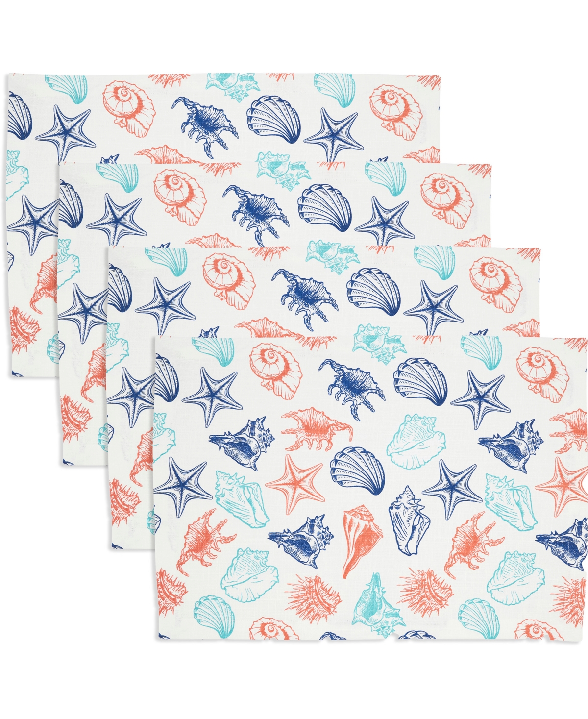 Saro Lifestyle Ocean Breeze Sea Shells Cotton Placemats, 14" X 20" In Multi
