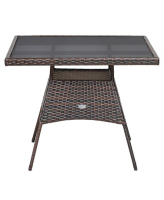 5PCS Rattan Patio Dining Table Set Outdoor Furniture Set w/ 4 Seat Cushions