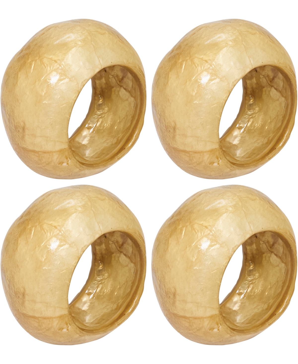 Saro Lifestyle Textured Capiz Napkin Rings, Set Of 4 In Gold