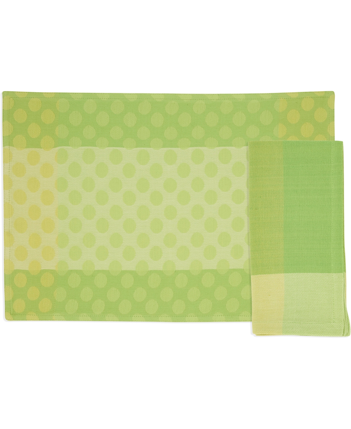 Saro Lifestyle Playful Polka Dot Cotton Placemats And Napkins, Set Of 8 In Green