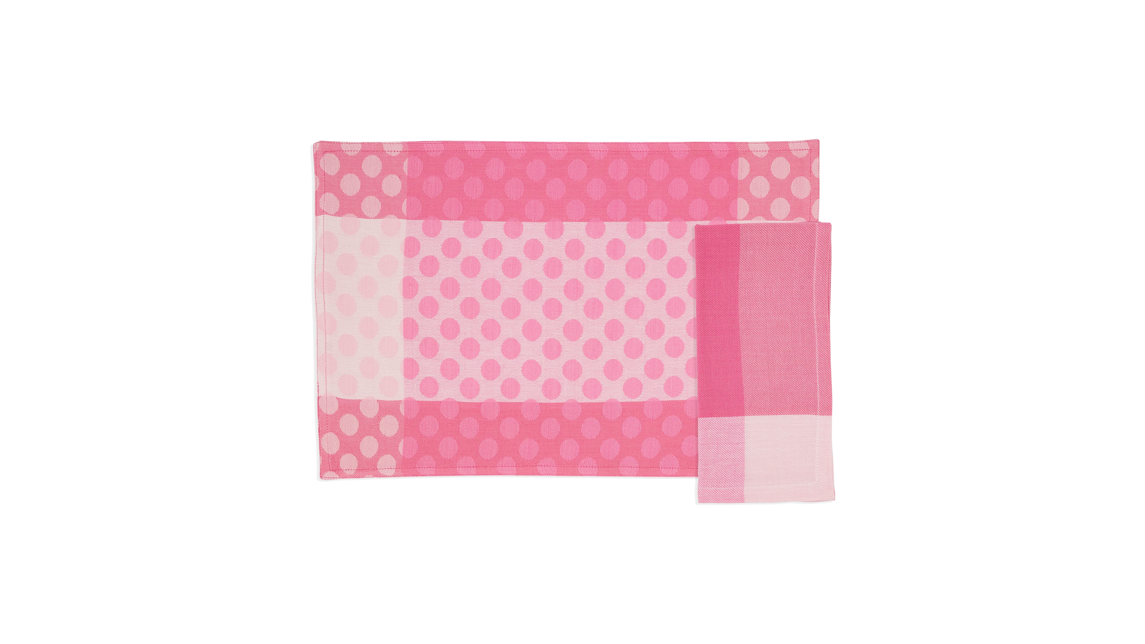 Saro Lifestyle Playful Polka Dot Cotton Placemats and Napkins, Set of 8
