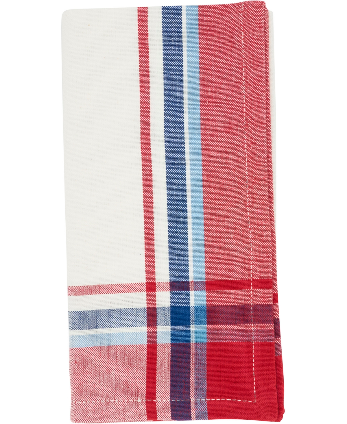Saro Lifestyle Simple Plaid Cotton Placemats And Napkins, Set Of 8 In Red,white,blue
