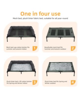 Raised Cooling Dog Bed-Outdoor With Removable Bolster  