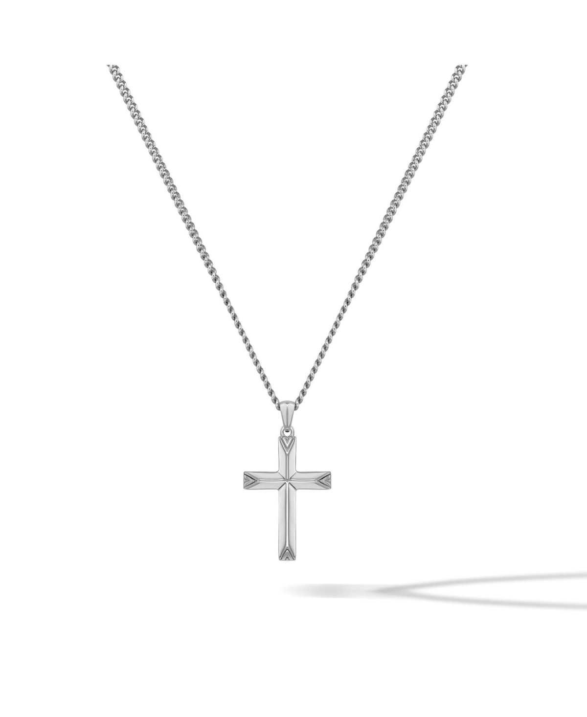 Men's Silver Cross Pendant Necklace in Stainless Steel, 22&#x22; - Silver