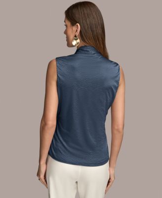 売れ筋商品|||ダナ キャラン ニューヨーク カットソー トップス レディース Women's Sleeveless Faux-Wrap Knit Top Tide Donna Karan New York Women's Sleeveless Faux-Wrap Knit Top
