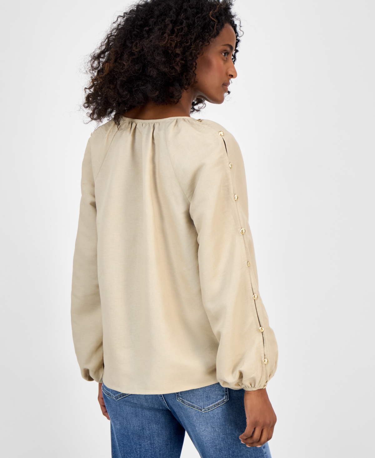 Inc International Concepts Women's Button-sleeve Blouse, Exclusively At Macy's