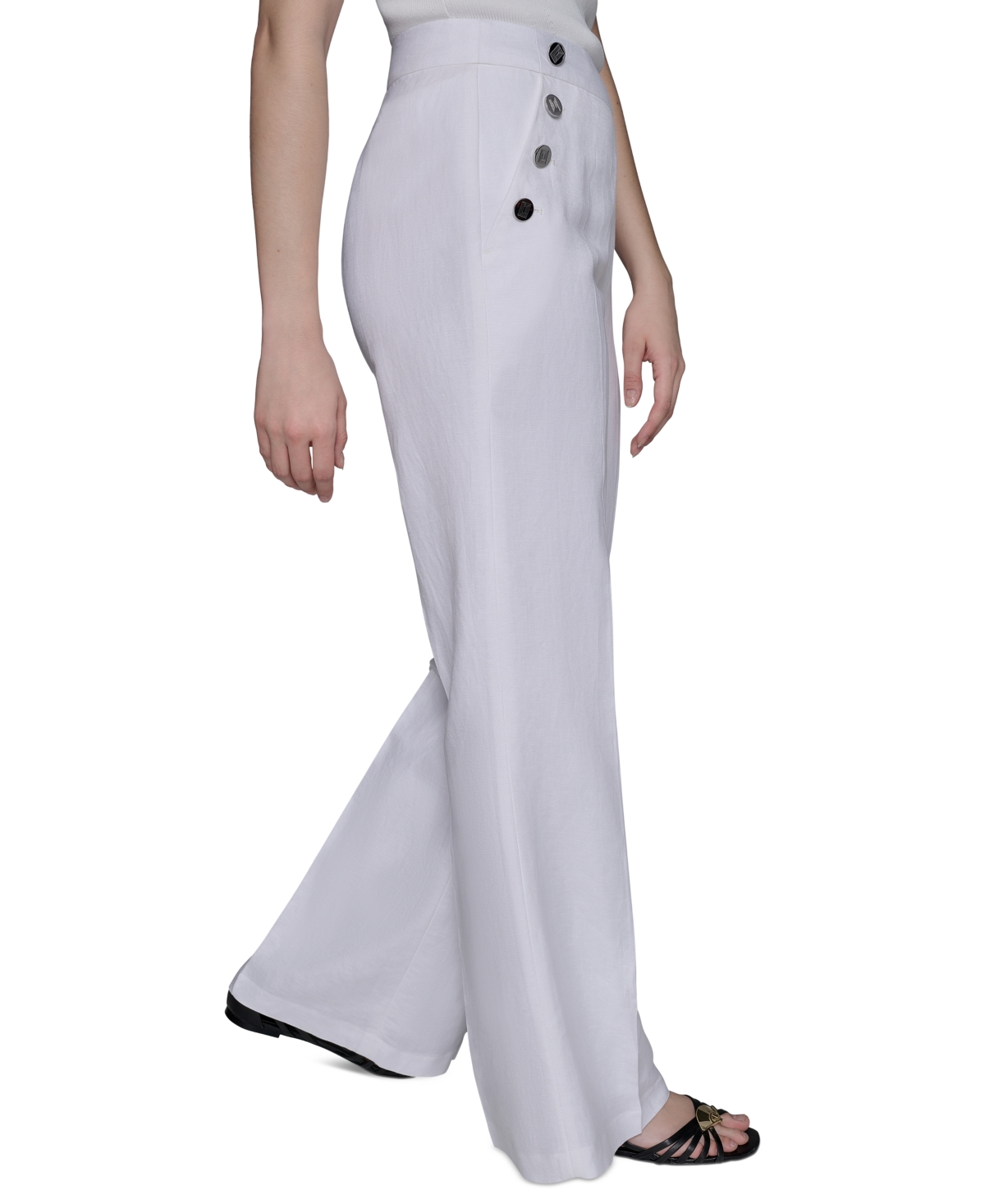 KARL LAGERFELD PETITE BUTTON-TRIM-POCKET PANTS 