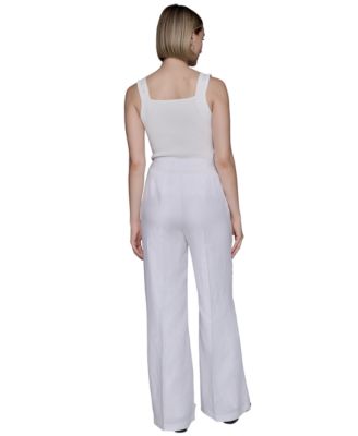 Petite Button-Trim-Pocket Pants