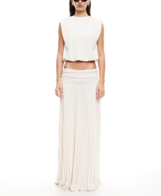Womens Field Of Dreams Crop Top Pleated Maxi Skirt