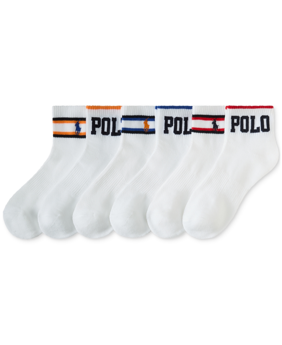 Polo Ralph Lauren Polo Varsity Stripe 6-pack Assorted Ankle Socks In White