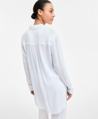 Women's Gauze Collared Button-Front Beach Shirt