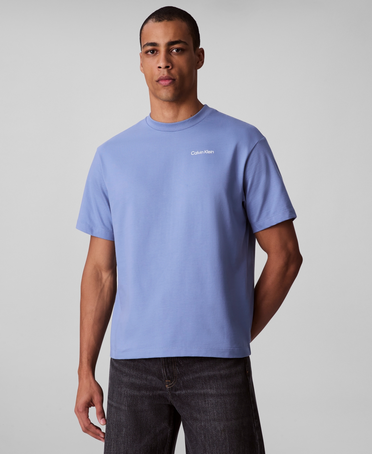 Calvin Klein Men's Relaxed Fit Short Sleeve Flower Applique Crewneck T-shirt