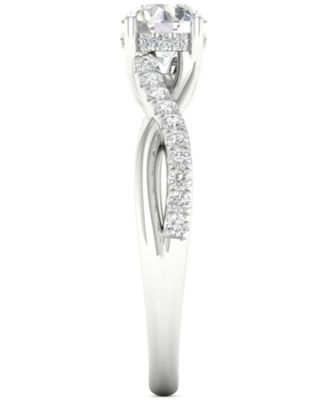 Diamond Halo Twist Engagement Ring (1 ct. t.w.) in 14k White Gold