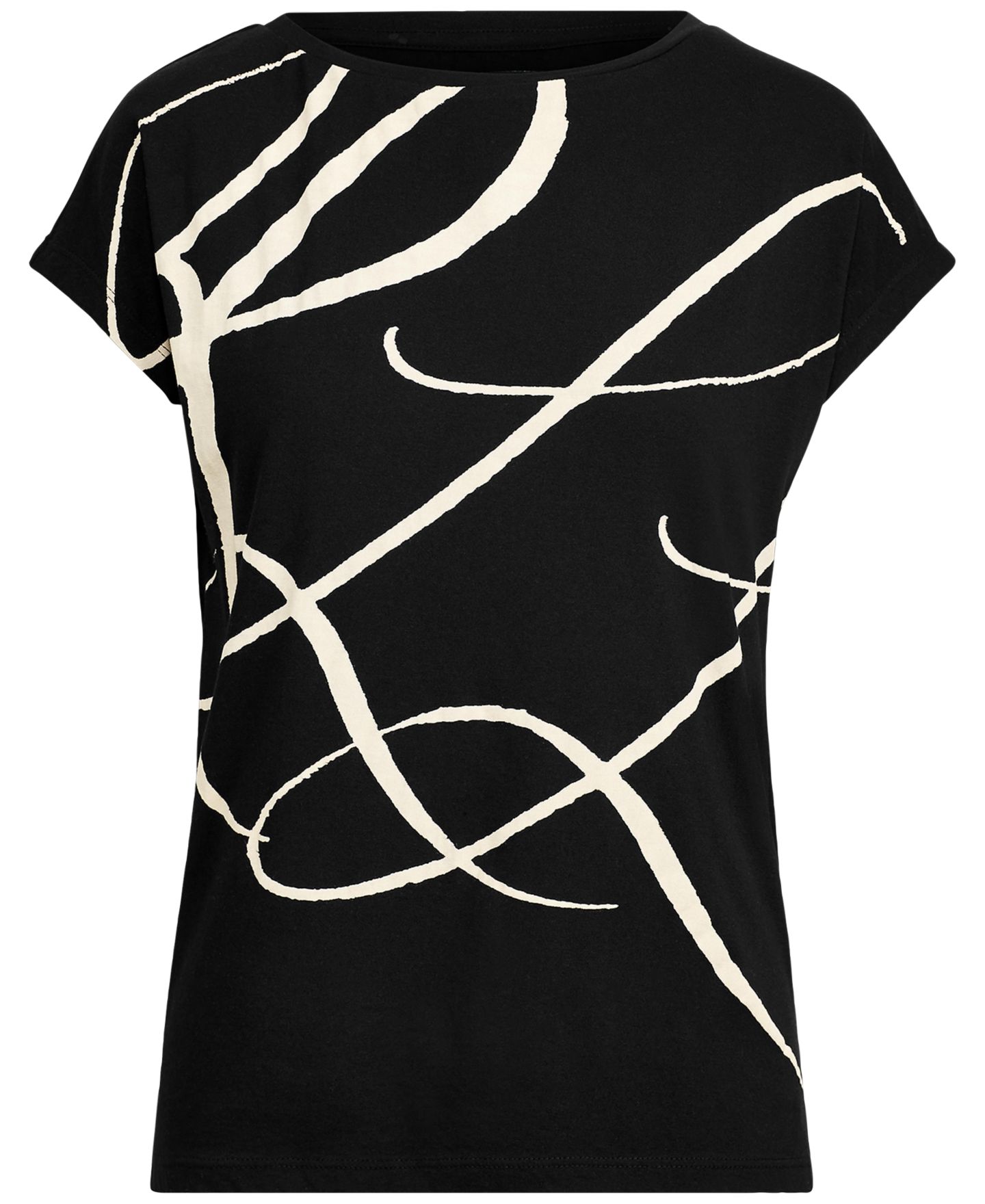 Женский топ Lauren Ralph Lauren Logo-Print Short-Sleeve Top, цвет: Чёрный — фото 5