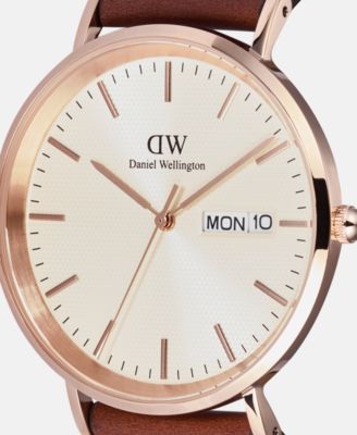 Men's Analog Brown Genuine Leather Watch, 40mm