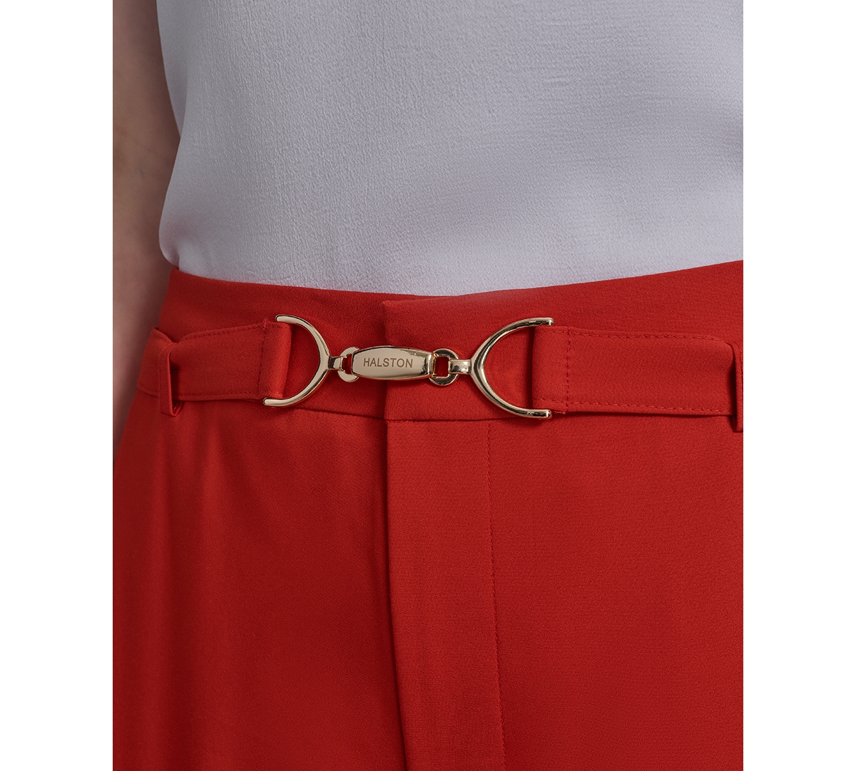 Halston Women's Low-rise Straight-leg Hardware Pants