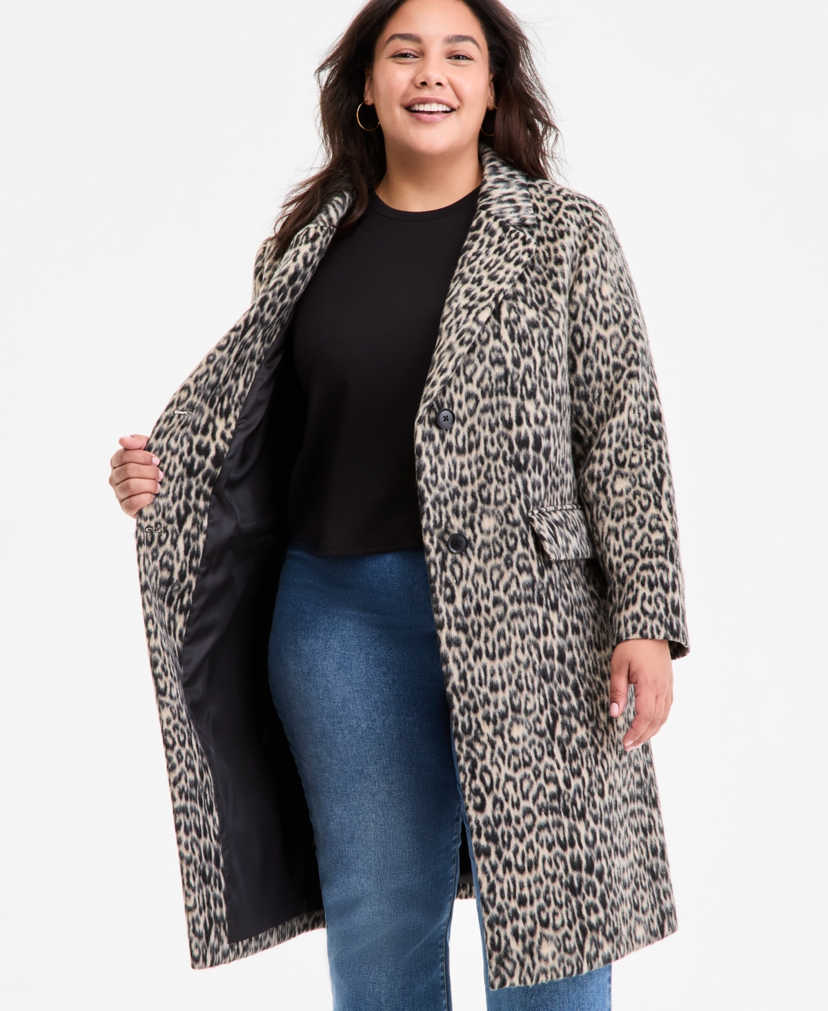 Bcbgmaxazria Plus Size Single-breasted Coat In Brown