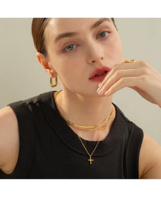 14k Gold Plated Pule Cross Necklace Holiday Gift Idea