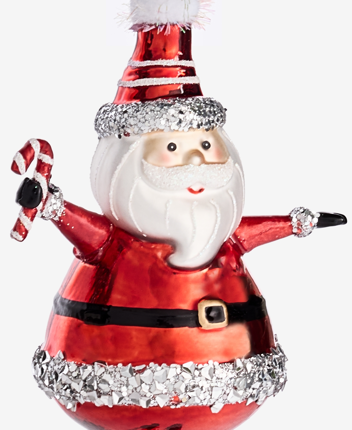 Holiday Lane Heritage Glass Santa With Candy Cane Ornament, Macy's Exclusive In Transparent