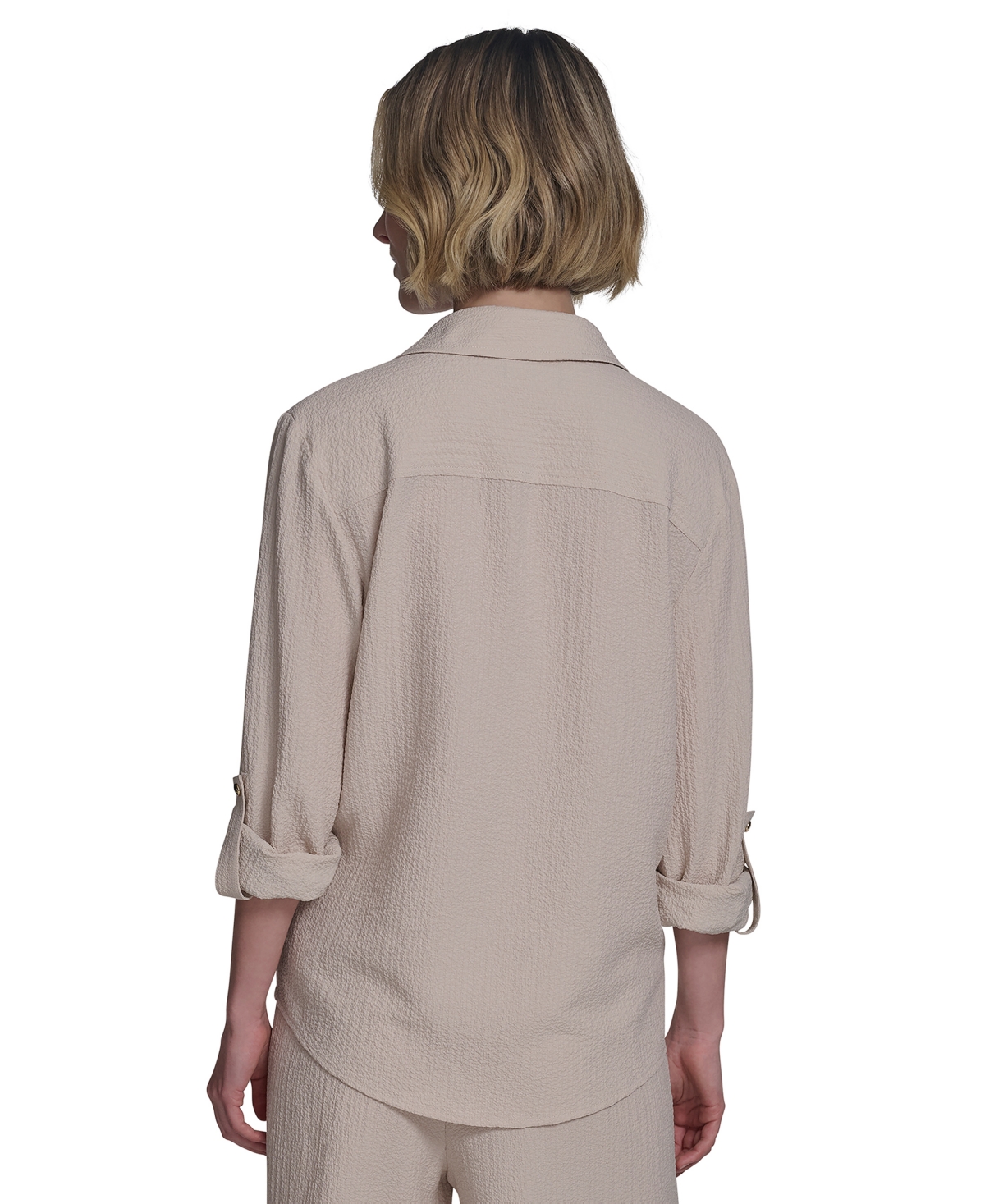 HALSTON WOMEN'S COLLARED ROLL-TAB BUTTON-UP SHIRT 