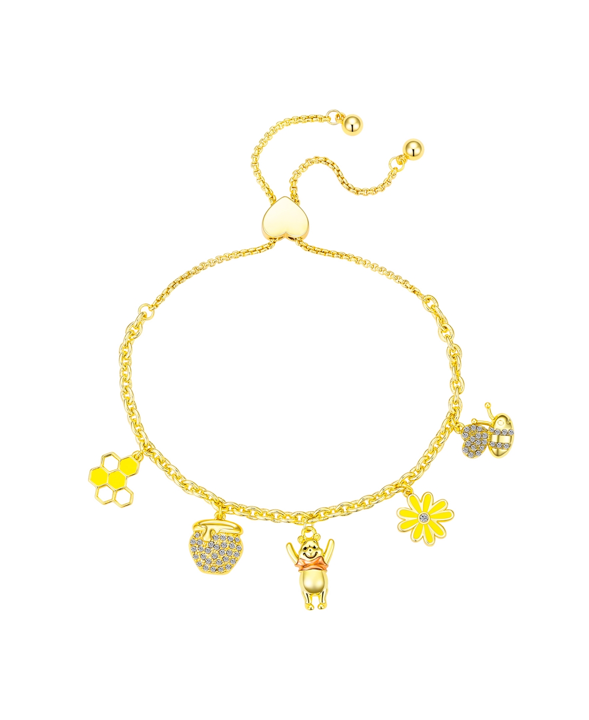 Crystal Winnie the Pooh Honey Bolo Bracelet - Gold, Rose Gold