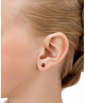 Children's 14K Gold Red Lil' Ladybug Studs Girls' Screw Back Earrings