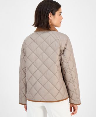 Women's Reversible Quilted Corduroy-Trim Coat