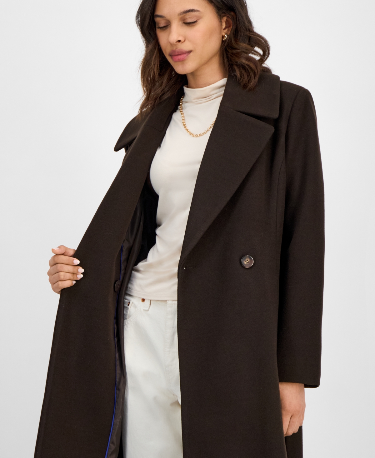 Cece Women's Single-breasted Belted Coat In Brown