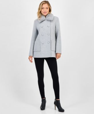 Women's Double-Breasted Faux Fur Collar Coat