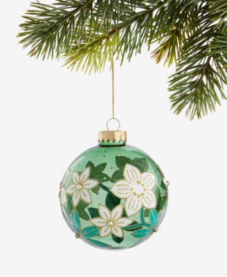 Holiday Lane - Enchanted Emerald Glass Ball Ornament