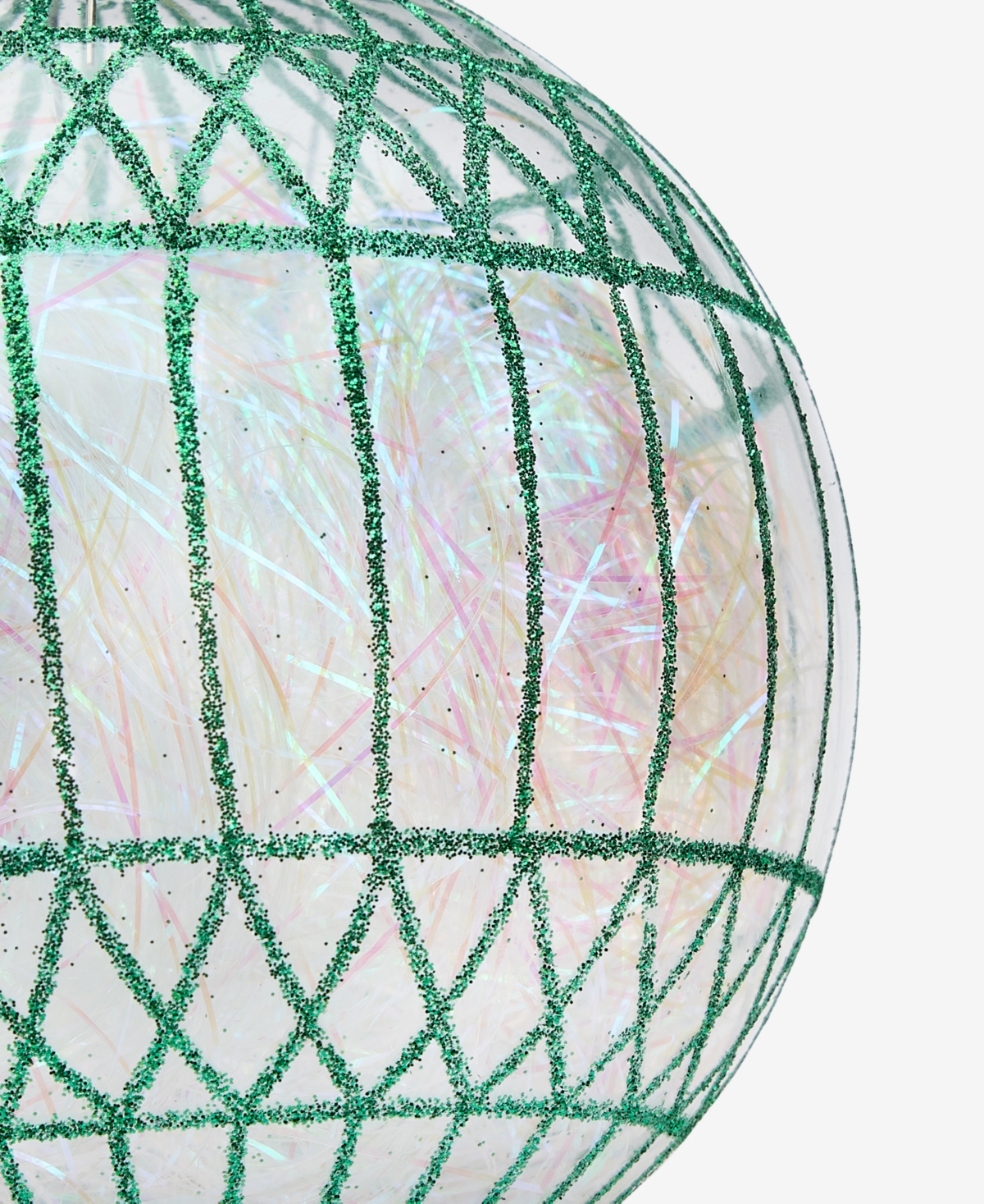 Holiday Lane Enchanted Emerald Green And Clear Glass Ball Ornament, Macy's Exclusive In Transparent