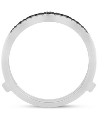 Black & White Diamond Guard Ring (3/8 ct. t.w.) in 14k White Gold