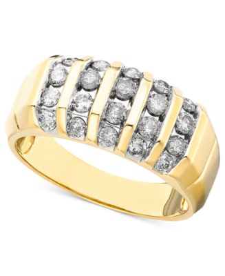 Macy&#39;s Men&#39;s Diamond Ring in 14k Gold (1 ct. t.w.) & Reviews - Rings - Jewelry & Watches - Macy&#39;s