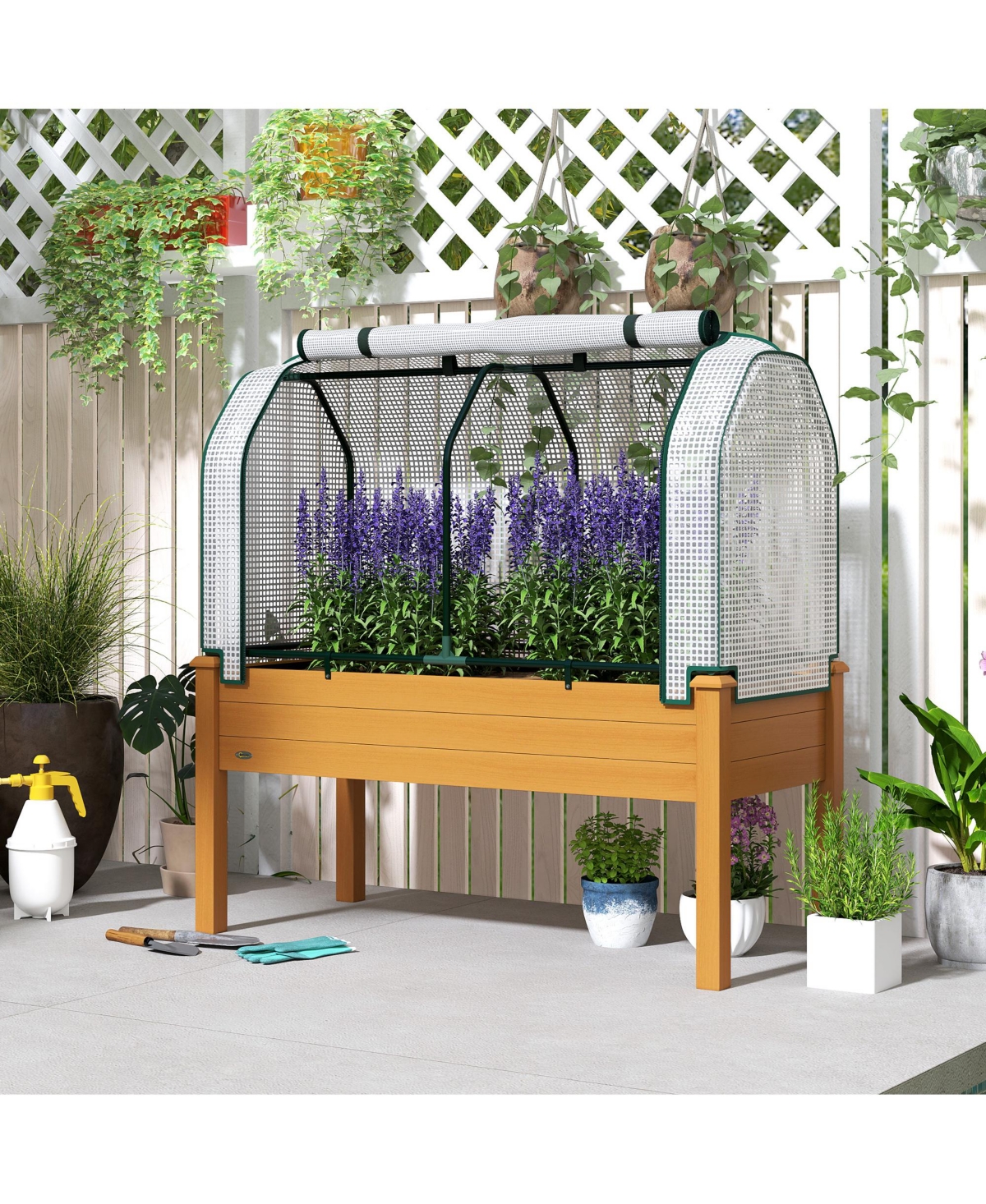 Outsunny 48 x 22 46 inch Raised Garden Bed w/ Pe Cover,