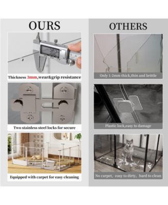 Transparent Pet Pen with Mat for Dog/Cat/Rabbit Litter Box