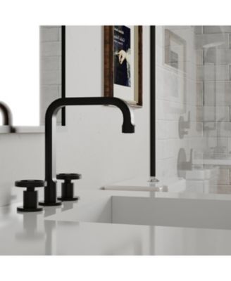 Industry Style 8 in. Widespread Double Handle High-Arc Bathroom Faucet Water-Saving With Drain Kit in Brushed Gold