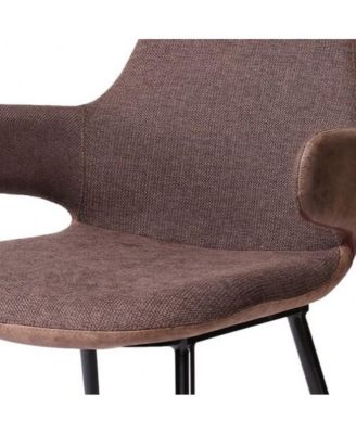 33" Stylish Brown Fabric and Faux Leather Accent Chair