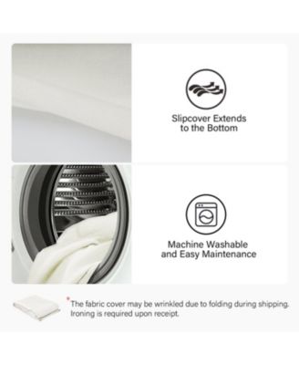 Traditional Antonio 83" Curved Back Slipcovered Sofa with Toss Pillows