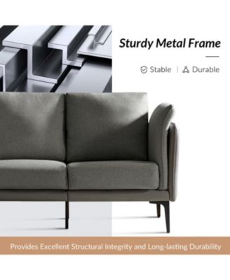 Vecent Modern Faux Leather-trimmed Fabric Sofa